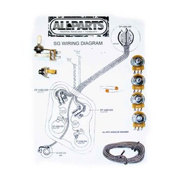 Wiring kit for SG - Switchcraft switch & jack, 4 CTS pots, wire, caps, diagram