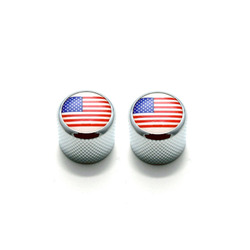 Dome knobs with US flag - fits split shaft pots