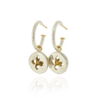 B-E48 Silver hoops with Eucalyptus button