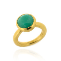 B-R04gp_ch Acorn Cup Ring, Chrysoprase