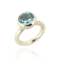B-R04tp Acorn Cup Ring with Blue Topaz