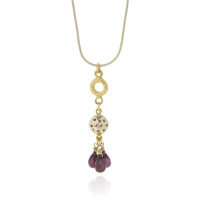 Snake chain (1.6 mm) with mini-ring, 1 small charm & 3 garnet briolettes
