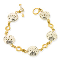 T-B03 Single-strand bracelet with mini-rings & 5 large charms (silver)