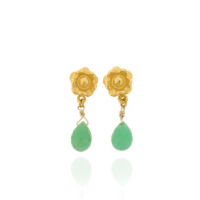 B-E11gp_ch Flower drops with Chrysoprase briolettes, fully Gold-Plated