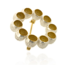 B-BR01 Silver Gumnut Brooch with Gold-Plated Centres