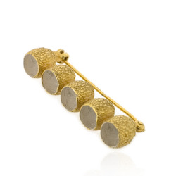 B-BR05 Gold-Plated Gumnut Straight Brooch with White Centres