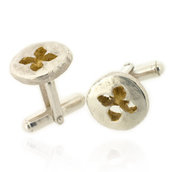 Eucalyptus Button Cufflinks - Silver