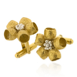 Botanica Eucalyptus Flower Cufflinks - Gold Plated