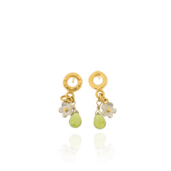 Gold-Plated Ring drops with mini flower & peridot