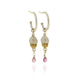 B-E41 Hoops with gumnut & pink tourmaline briolettes