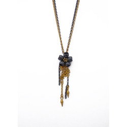 B-N05oxi Gumnut Flower Necklace - Oxidised Silver