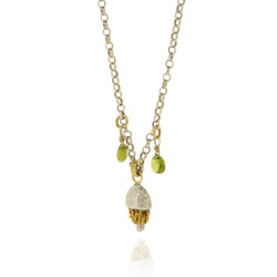 B-N19 Fine belcher with acorn & peridot briolettes
