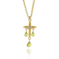 B-N40 Flower Cross Pendant with Peridots