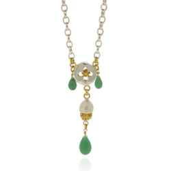Medium belcher with eucalyptus button, acorn & chrysoprase briolettes