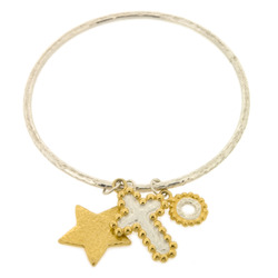 N-B02 Bangle w/ Cross, GP Star & Circle