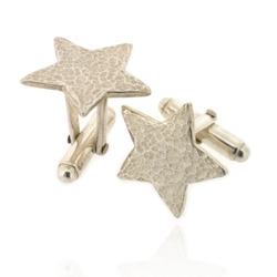 N-C08 Silver Hammered Star Cufflinks