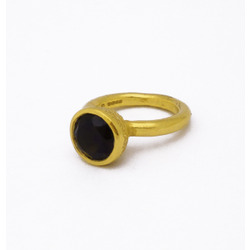 B-R04gp_sm Acorn Cup Ring with Smoky Quartz