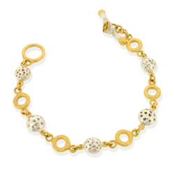 Single-strand bracelet with mini-rings & 6 GP small charms