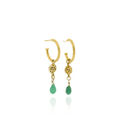 T-E07 Hoops with small GP charms & chrysoprase briolettes
