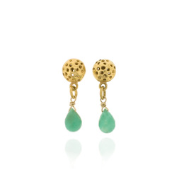 T-E12 Small drops with green chalcedony briolettes, all GP