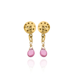 T-E13 Small drops with pink tourmaline briolettes