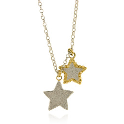 N-N08 Silver Necklace with Two Stars