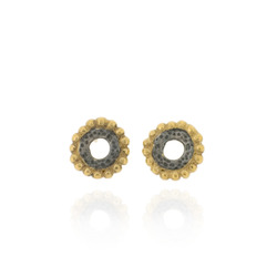 N-E48 Oxidised Silver & Gold-Plated Circle Studs