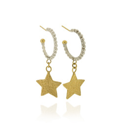 N-E54 Silver Bobble Hoop with GP Hammered Star