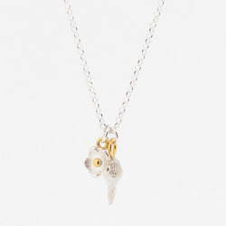 B-N50 Silver Mini Flower and Silver Seed Silver Necklace