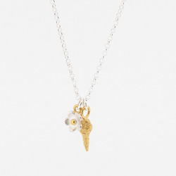 B-N51 Silver Mini Flower and Gold-Plated Seed Silver Necklace