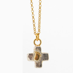 N-N34 Gold-Plated Baby Foot Cross Pendant