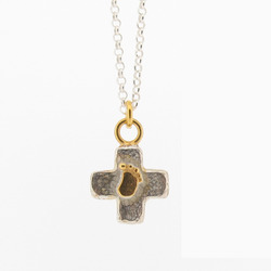 N-N33 Silver Baby Foot Cross Pendant