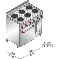 Bertos Electric Free Standing 6 Burner Range With 1/1 GN Oven