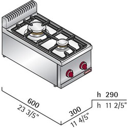 Bertos Gas Counter Top 2 Burner Hob