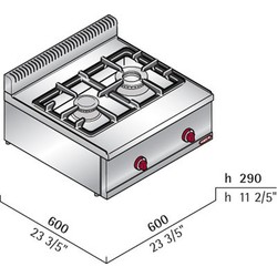 Bertos Gas Counter High Power Top 2 Burner Hob