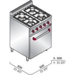 Bertos 4 Burner Duel Fuel Range Electric Convection Oven