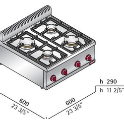 Bertos Gas Counter Top 4 Burner Hob