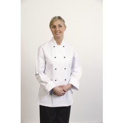 Ladies Executive Jacket - White With Black Stud Buttons