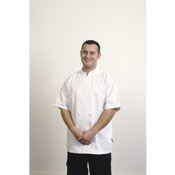 Ryan Jacket Short Sleeve - D/Breasted Nylon Button White