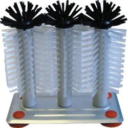 3 Bar Brush Glass Washer.  For Sink.  Metal Base