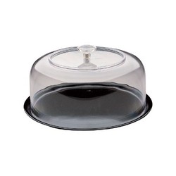 Melamine Round Black Tray & Clear Dome Cover