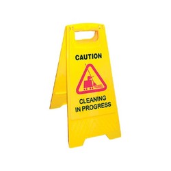 Safety Floor Sign Cleaning In Progress