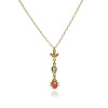 Calato double drop pendant with teal sapphire & Ruby