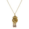 Large coin triple dropstone pendant
