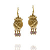 Large coin triple dropstone earrings