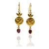 Coin earrings with fire opal dropstone