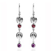 Fleur double dropstone earrings with Amethyst & Garnet