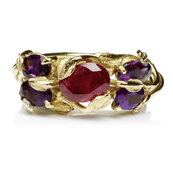 Savannah Ruby & Amethyst woven vine dress ring
