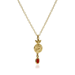Coin pendant with ruby dropstone
