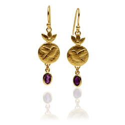 Coin earrings with fire opal dropstone